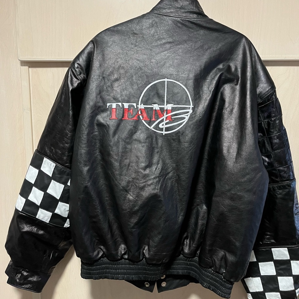 Nascar Team Black Leather Jacket